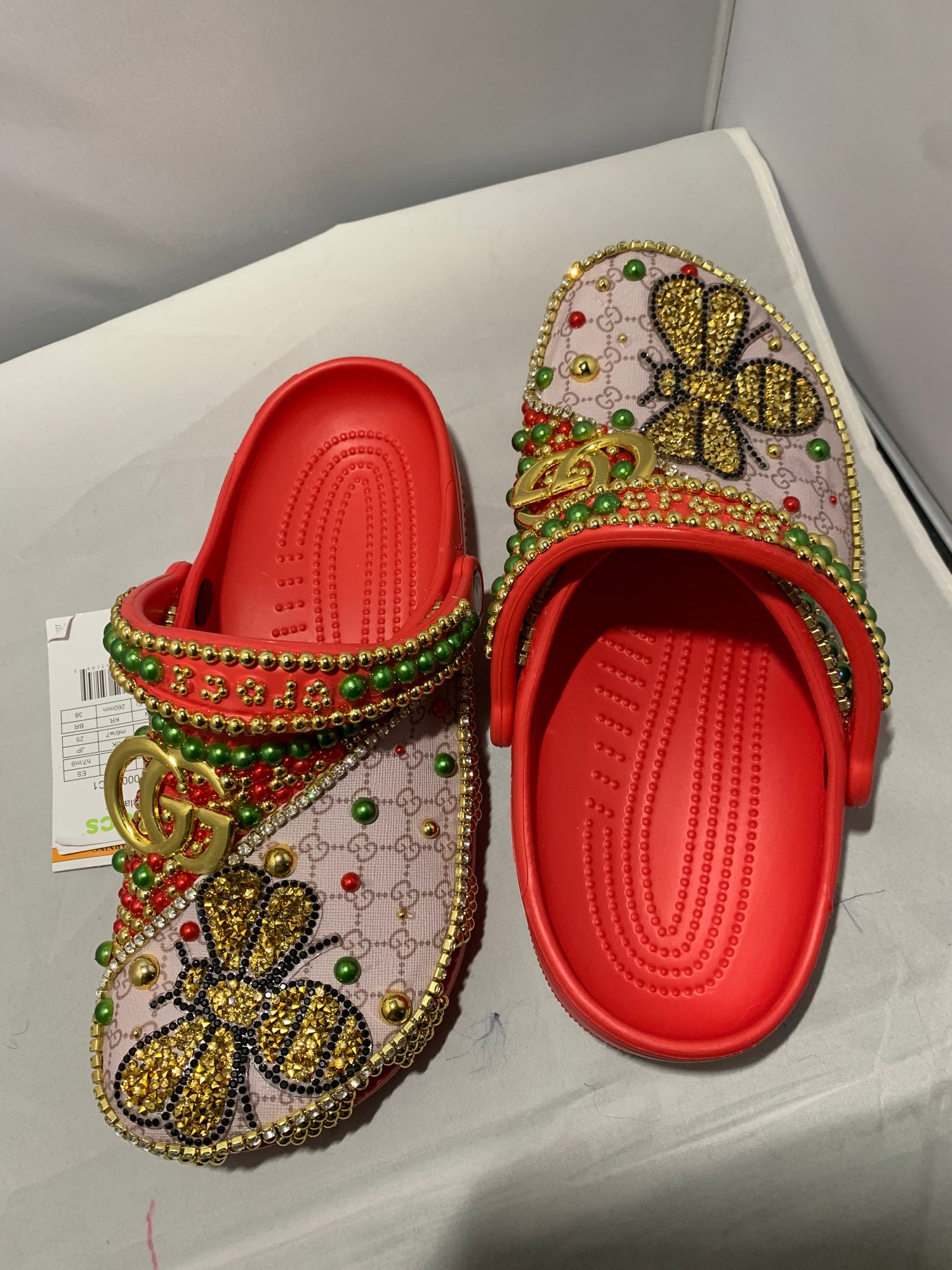 Gold Bees GG metal charms pearls and rhinestones